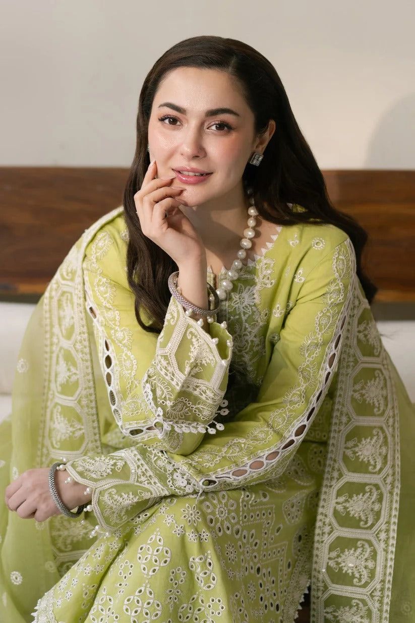 MARYUM N MARIA LAWN 3PC - LAWN EMB SHIRT WITH ORGANZA EMB DUPATTA AND LAWN DYED TROUSER | RP-3776