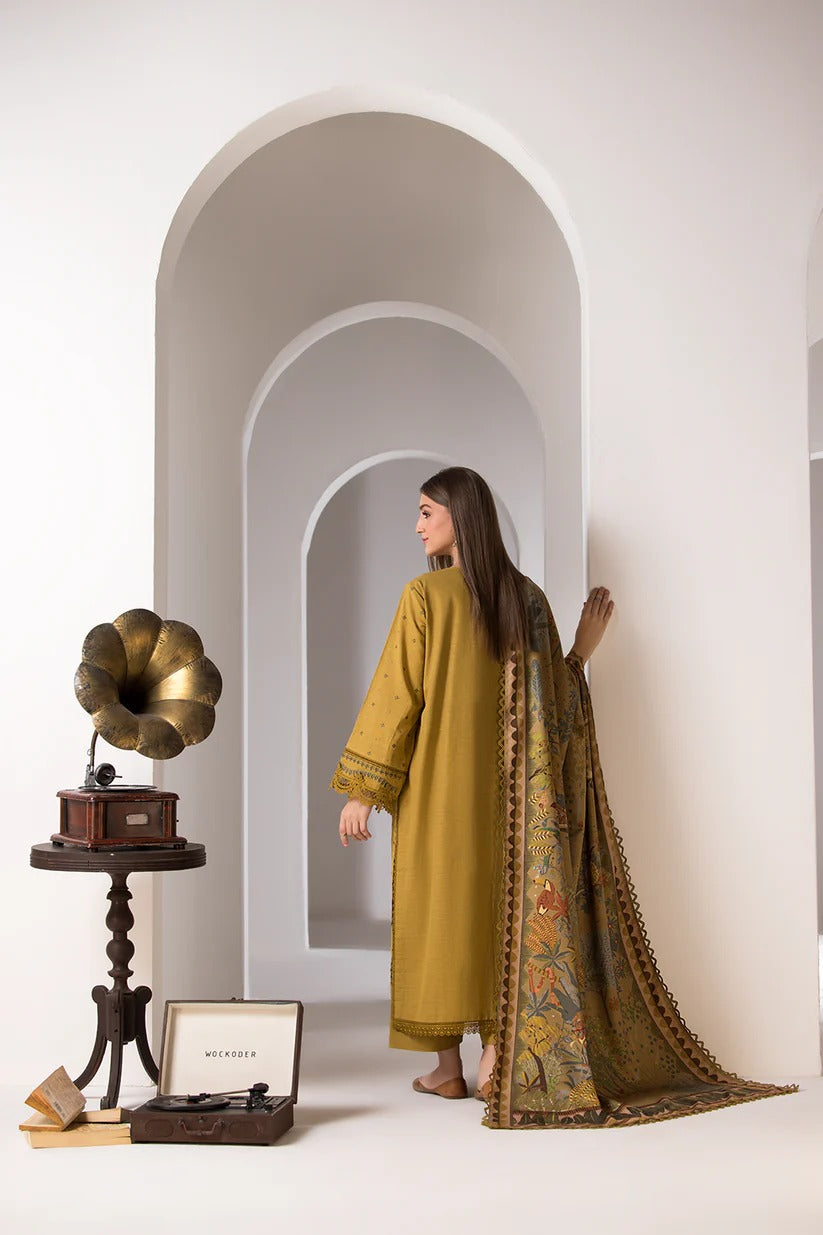 SOBIA NAZIR LAWN 3PC - LAWN EMB SHIRT WITH MONARK PRINTED DUPATTA AND LAWN DYED TROUSER | RP-3570