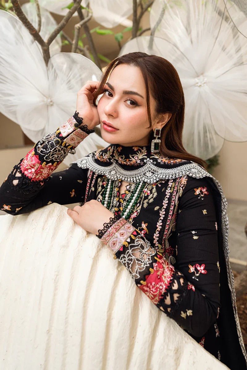 QALAMKAR LAWN 3PC - LAWN EMB SHIRT WITH MONARK HEAVY EMB READY TO WEAR DUPATTA AND LAWN DYED TROUSER | RP