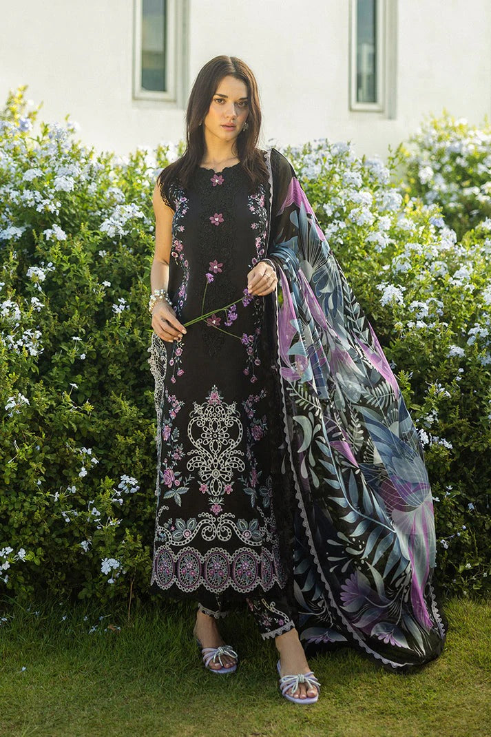 MUSHQ LAWN 3PC - LAWN EMB SHIRT WITH CHIFFON PRINTED DUPATTA AND LAWN DYED TROUSER | RP-3733
