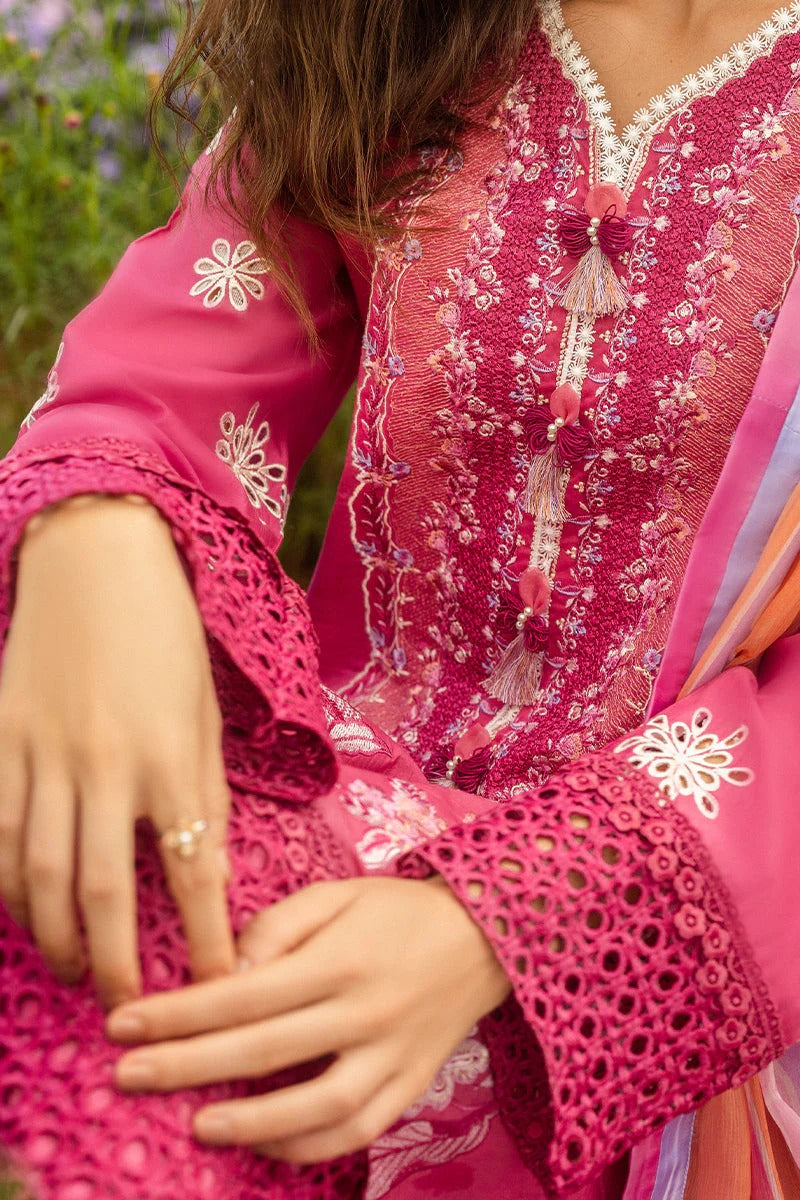 MUSHQ LAWN 3PC - LAWN EMB SHIRT WITH CHIFFON PRINTED DUPATTA AND LAWN DYED TROUSER | RP-3743