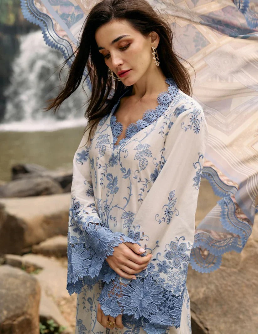 IMAGE LAWN 3PC - LAWN EMB SHIRT WITH MONARK PRINTED DUPATTA AND LAWN DYED TROUSER | RP-3597