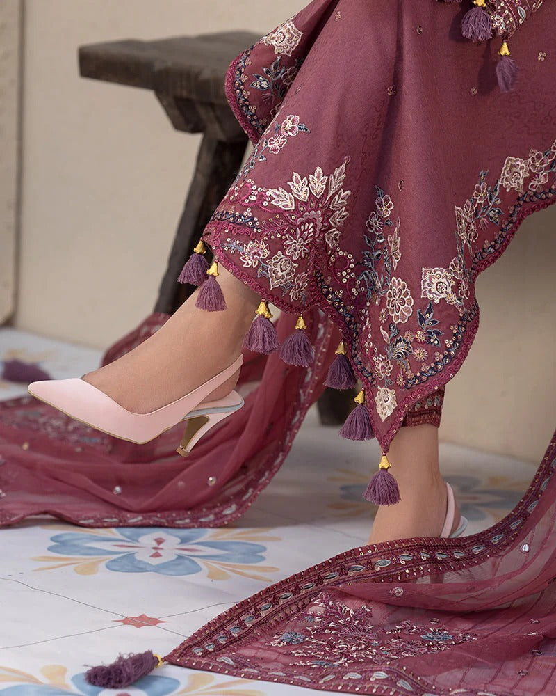 JADE LAWN 3PC - LAWN SEQUENCE EMB SHIRT WITH CHIFFON EMB DUPATTA AND LAWN DYED TROUSER | RP-3744