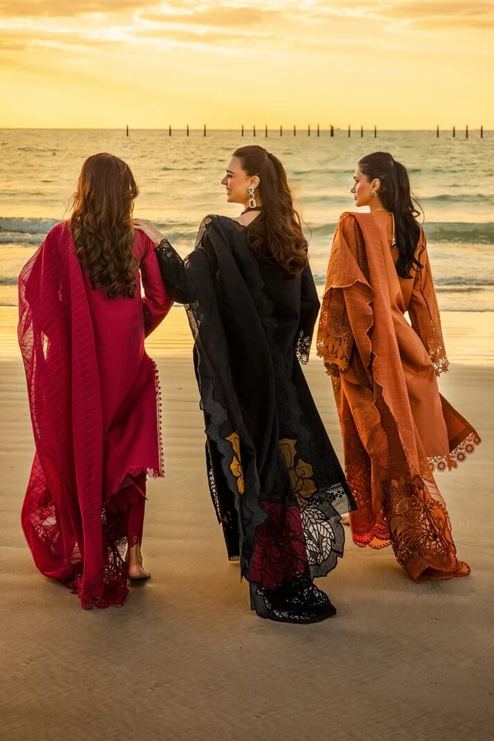 RANG RASIYA LAWN 3PC - LAWN EMB SHIRT WITH ORGANZA EMB DUPATTA AND LAWN DYED TROUSER | RP-3718