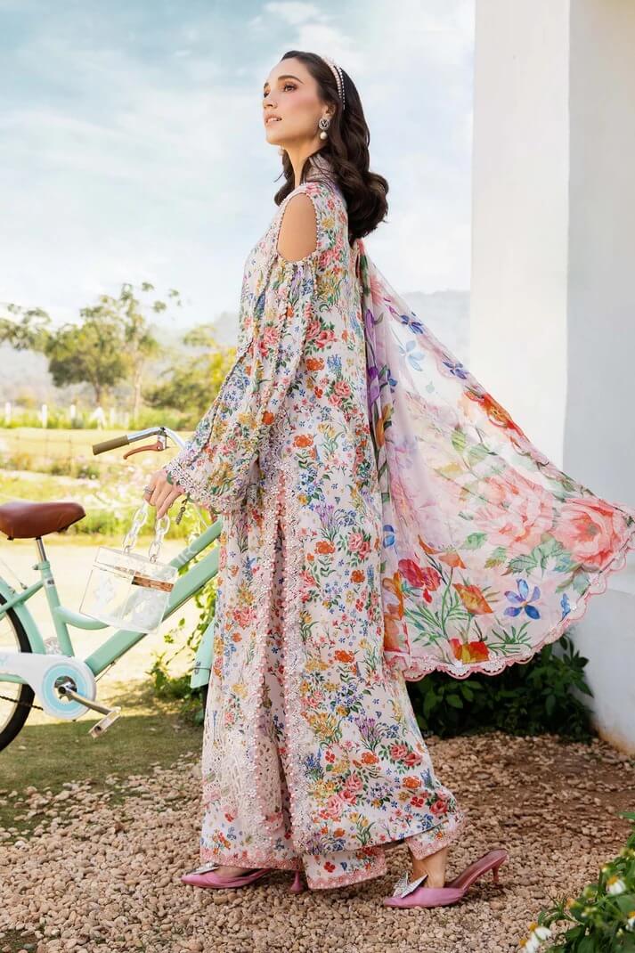 MARIA.B LAWN 3PC - LAWN EMB PRINTED SHIRT WITH CHIFFON PRINTED DUPATTA AND LAWN PRINTED TROUSER | RP-BIC-2503