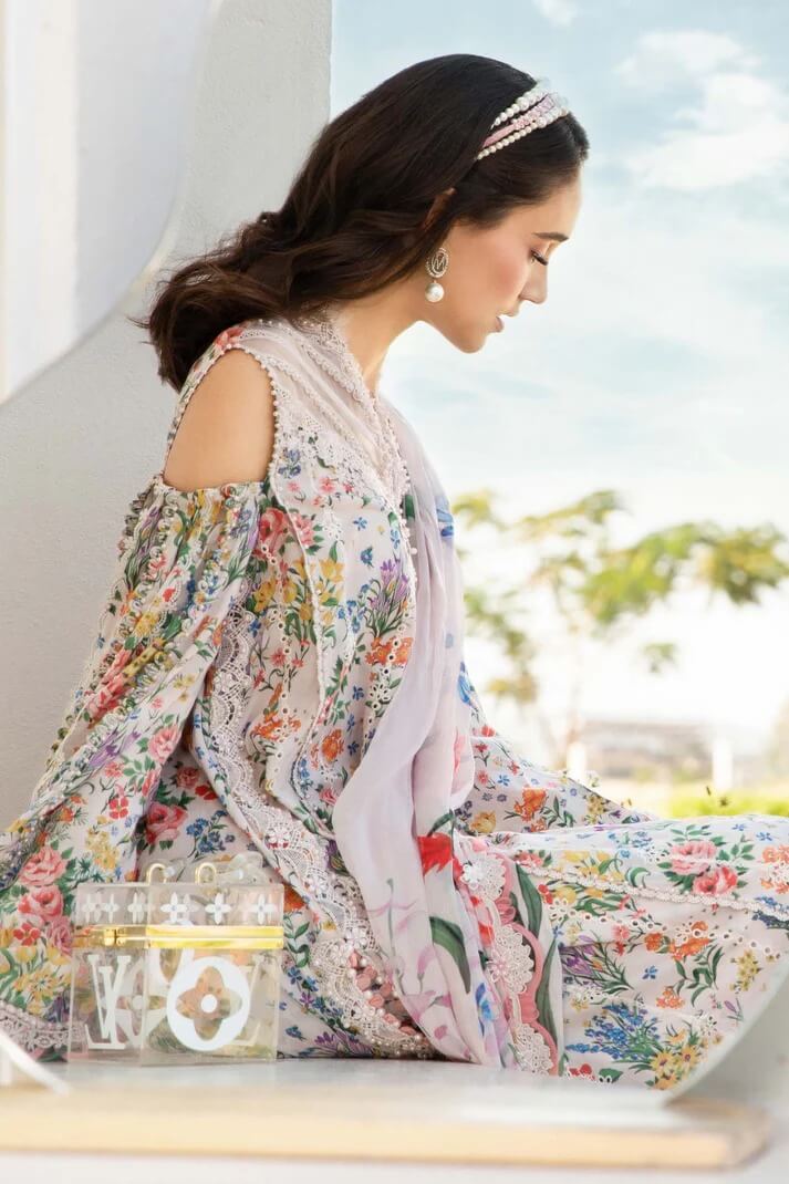 MARIA.B LAWN 3PC - LAWN EMB PRINTED SHIRT WITH CHIFFON PRINTED DUPATTA AND LAWN PRINTED TROUSER | RP-BIC-2503