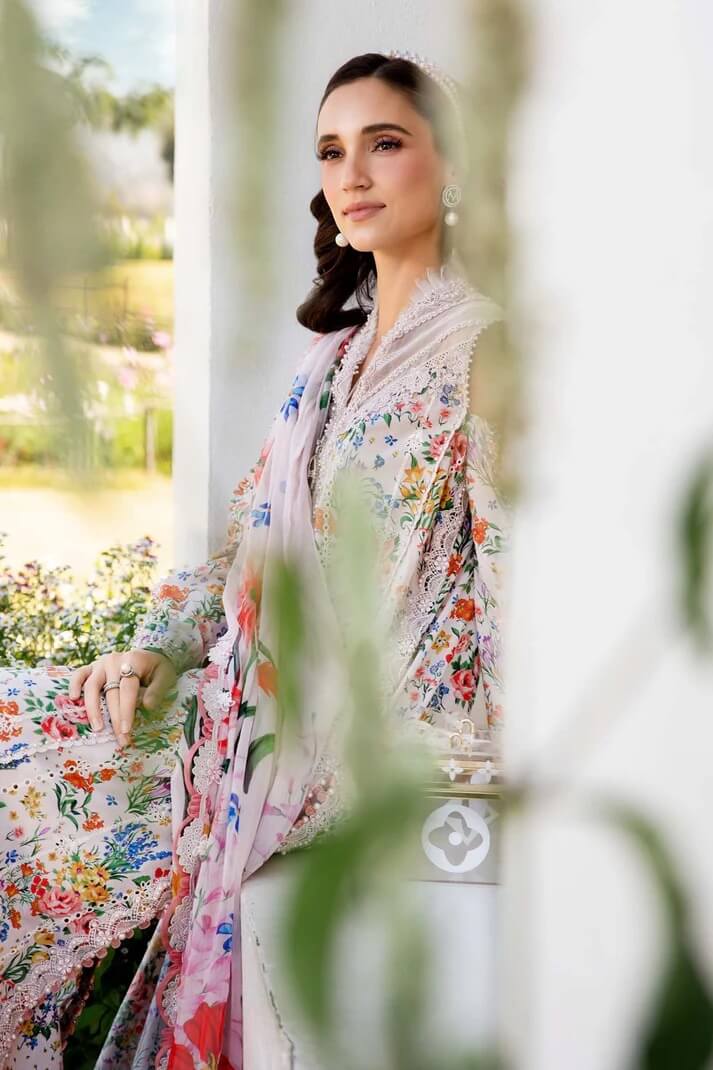 MARIA.B LAWN 3PC - LAWN EMB PRINTED SHIRT WITH CHIFFON PRINTED DUPATTA AND LAWN PRINTED TROUSER | RP-BIC-2503