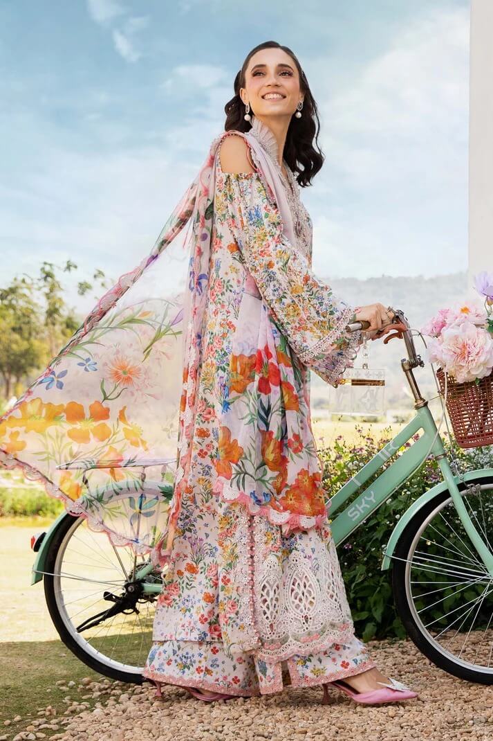 MARIA.B LAWN 3PC - LAWN EMB PRINTED SHIRT WITH CHIFFON PRINTED DUPATTA AND LAWN PRINTED TROUSER | RP-BIC-2503