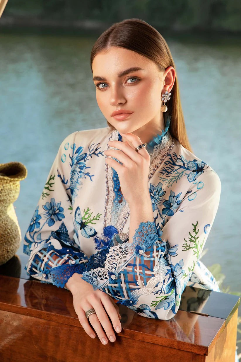 MARIA.B LAWN 3PC - LAWN EMB PRINTED SHIRT WITH CHIFFON PRINTED DUPATTA AND LAWN PRINTED TROUSER | RP