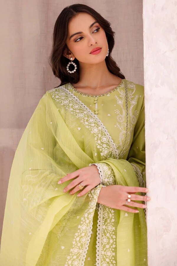 SAPPHIRE LAWN 3PC - LAWN EMB SHIRT WITH ORGANZA EMB DUPATTA AND LAWN DYED TROUSER | RP-3697