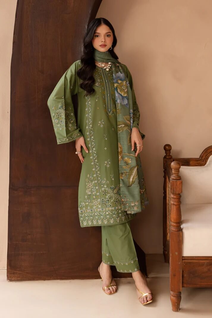 BATIK LAWN 3PC - LAWN EMB SHIRT WITH MONARK PRINTED DUPATTA AND LAWN EMB TROUSER | RP-3700
