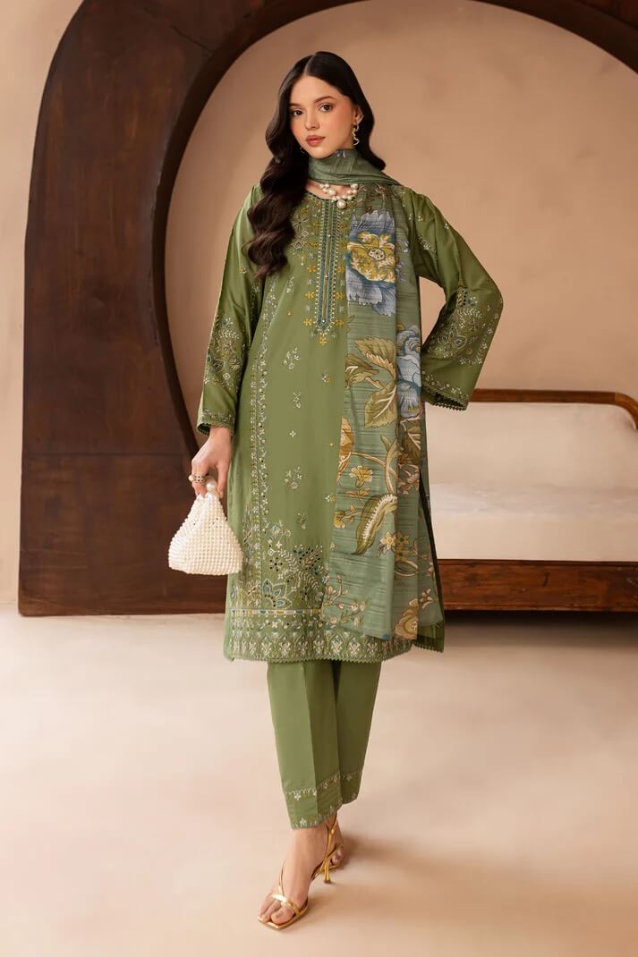 BATIK LAWN 3PC - LAWN EMB SHIRT WITH MONARK PRINTED DUPATTA AND LAWN EMB TROUSER | RP-3700