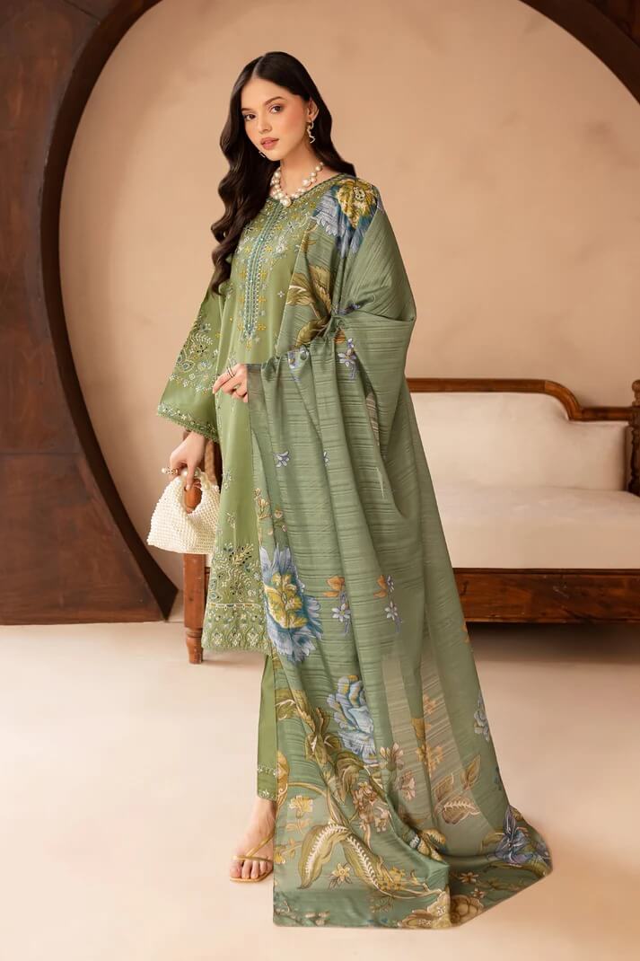 BATIK LAWN 3PC - LAWN EMB SHIRT WITH MONARK PRINTED DUPATTA AND LAWN EMB TROUSER | RP-3700