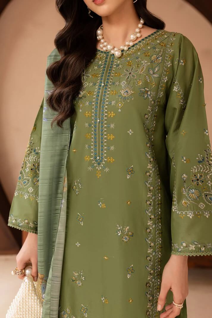 BATIK LAWN 3PC - LAWN EMB SHIRT WITH MONARK PRINTED DUPATTA AND LAWN EMB TROUSER | RP-3700