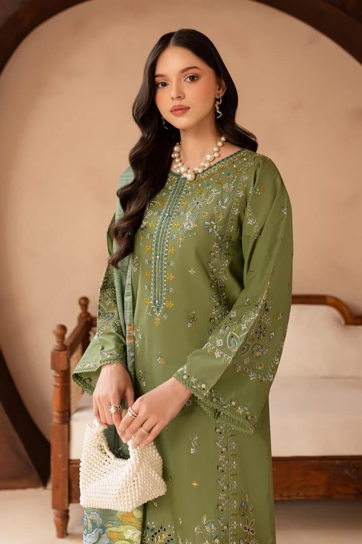 BATIK LAWN 3PC - LAWN EMB SHIRT WITH MONARK PRINTED DUPATTA AND LAWN EMB TROUSER | RP-3700
