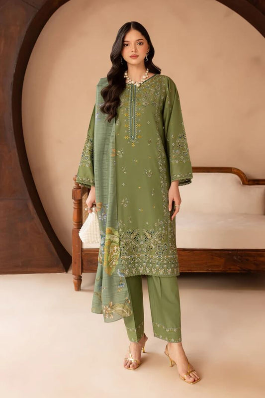 BATIK LAWN 3PC - LAWN EMB SHIRT WITH MONARK PRINTED DUPATTA AND LAWN EMB TROUSER | RP-3700