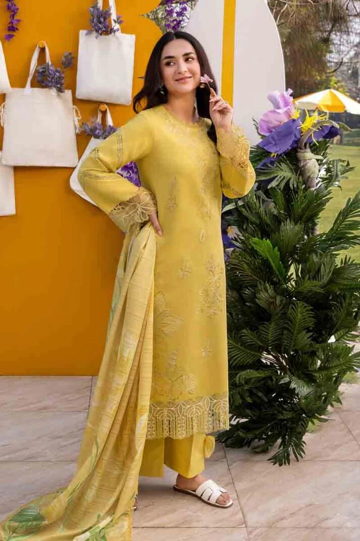 RANG RASIYA LAWN 3PC - LAWN EMB SHIRT WITH MONARK PRINTED DUPATTA AND LAWN AIRJET DYED TROUSER | RP-3701