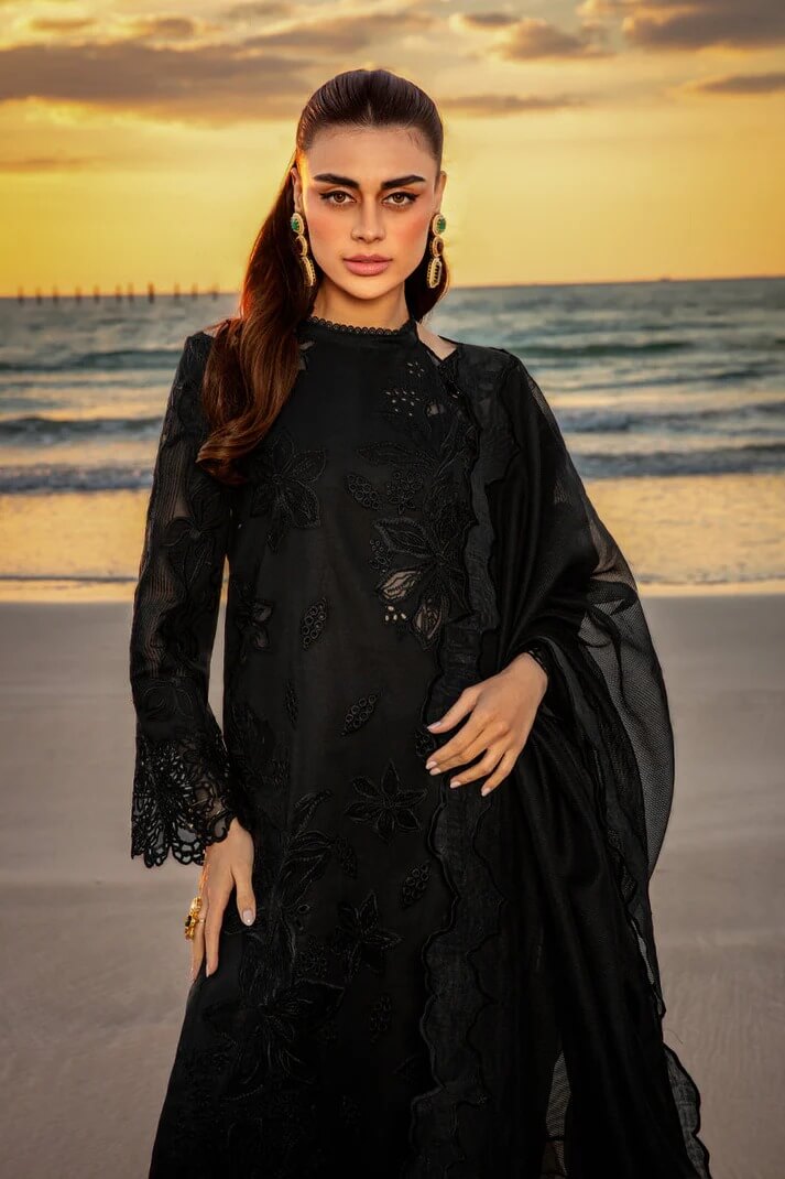 RANG RASIYA LAWN 3PC - LAWN EMB SHIRT WITH ORGANZA EMB DUPATTA AND LAWN DYED TROUSER | RP-3718