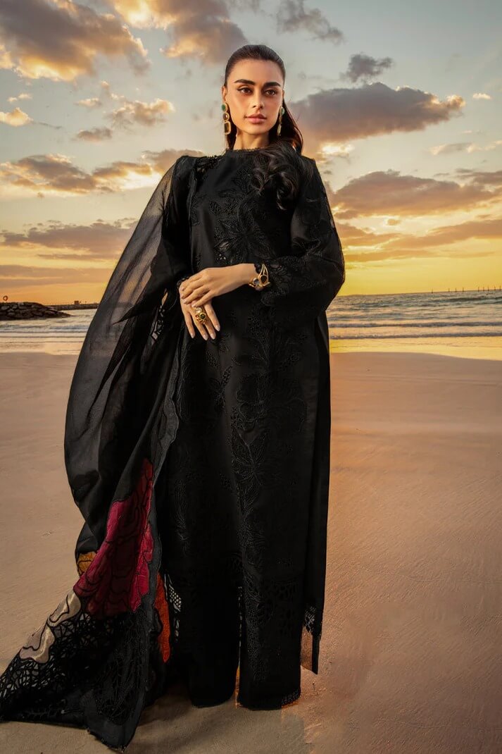 RANG RASIYA LAWN 3PC - LAWN EMB SHIRT WITH ORGANZA EMB DUPATTA AND LAWN DYED TROUSER | RP-3718
