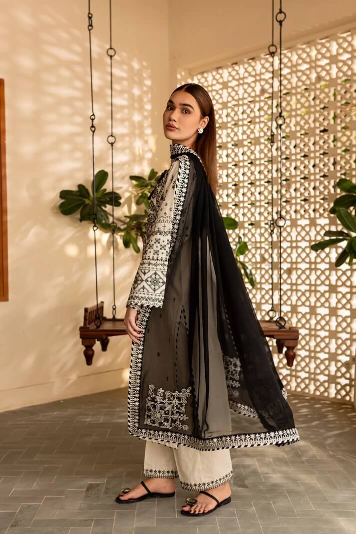 BATIK LAWN 3PC - LAWN EMB SHIRT WITH BAMBER CHIFFON EMB DUPATTA AND LAWN EMB TROUSER | RP-3689