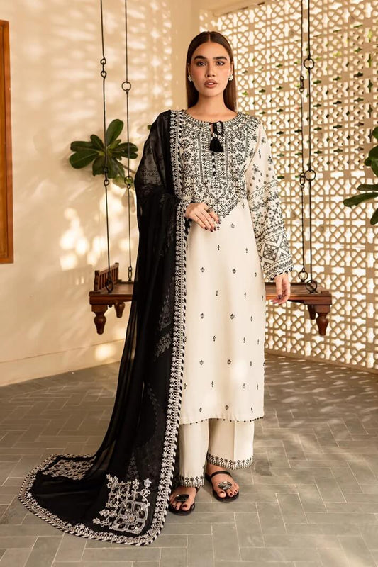 BATIK LAWN 3PC - LAWN EMB SHIRT WITH BAMBER CHIFFON EMB DUPATTA AND LAWN EMB TROUSER | RP-3689