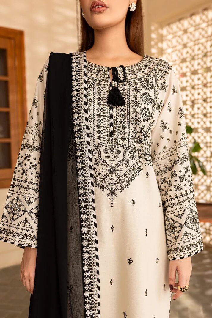 BATIK LAWN 3PC - LAWN EMB SHIRT WITH BAMBER CHIFFON EMB DUPATTA AND LAWN EMB TROUSER | RP-3689