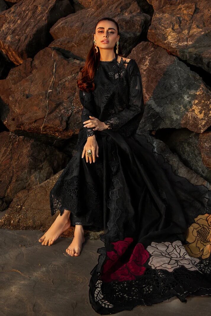 RANG RASIYA LAWN 3PC - LAWN EMB SHIRT WITH ORGANZA EMB DUPATTA AND LAWN DYED TROUSER | RP-3718