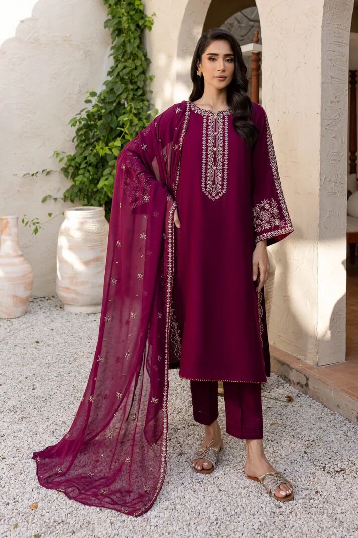 BATIK LAWN 3PC - LAWN EMB SHIRT WITH BAMBER CHIFFON EMB DUPATTA AND LAWN DYED TROUSER | RP-3611