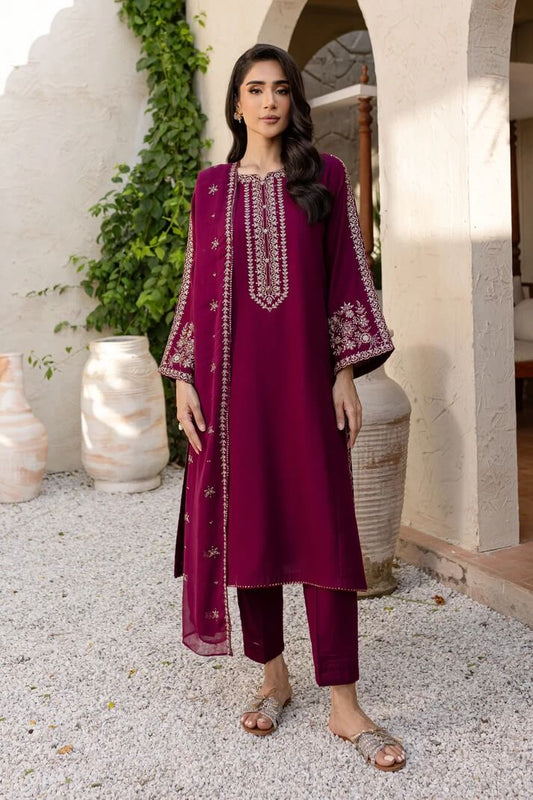 BATIK LAWN 3PC - LAWN EMB SHIRT WITH BAMBER CHIFFON EMB DUPATTA AND LAWN DYED TROUSER | RP-3611