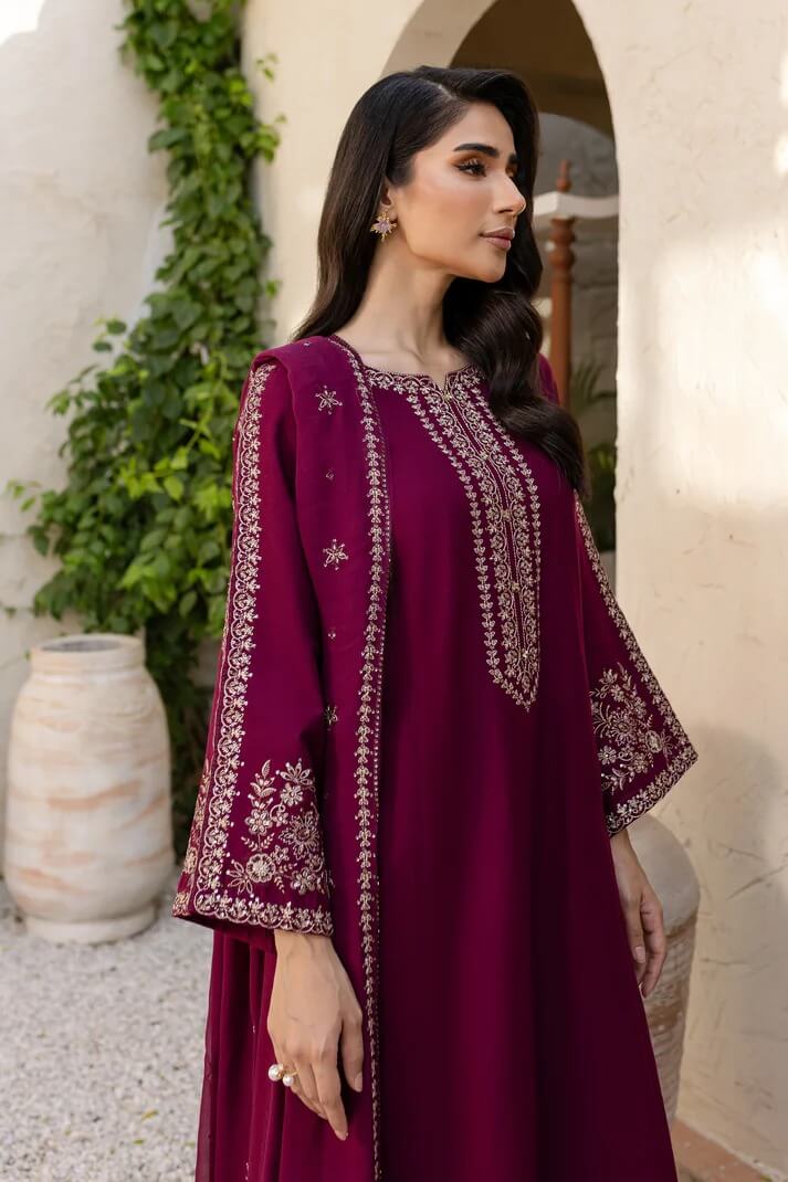 BATIK LAWN 3PC - LAWN EMB SHIRT WITH BAMBER CHIFFON EMB DUPATTA AND LAWN DYED TROUSER | RP-3611
