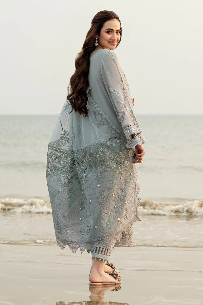 NUREH LAWN 3PC - LAWN LASER EMB SHIRT WITH MONARK EMB DUPATTA AND LAWN DYED TROUSER | RP-3691