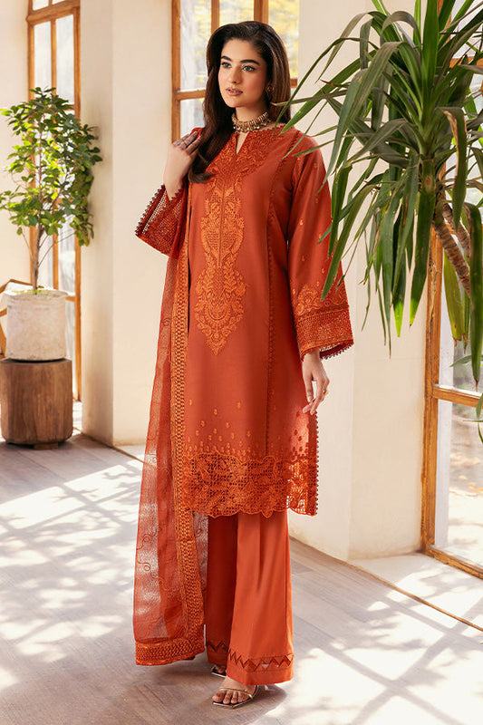 SAPPHIRE-3PC DHANAK EMBROIDERED SHIRT WITH KHADDI NET EMB DUPATTA AND TROUSER-BIC-4300