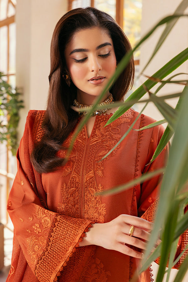 SAPPHIRE-3PC DHANAK EMBROIDERED SHIRT WITH KHADDI NET EMB DUPATTA AND TROUSER-BIC-4300