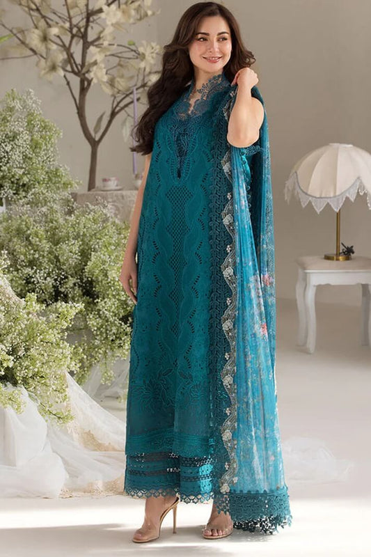 SOBIA NAZIR LAWN 3PC - LAWN EMB SHIRT WITH COTTON NET EMB PRINTED DUPATTA AND LAWN EMB TROUSER | RP-3699