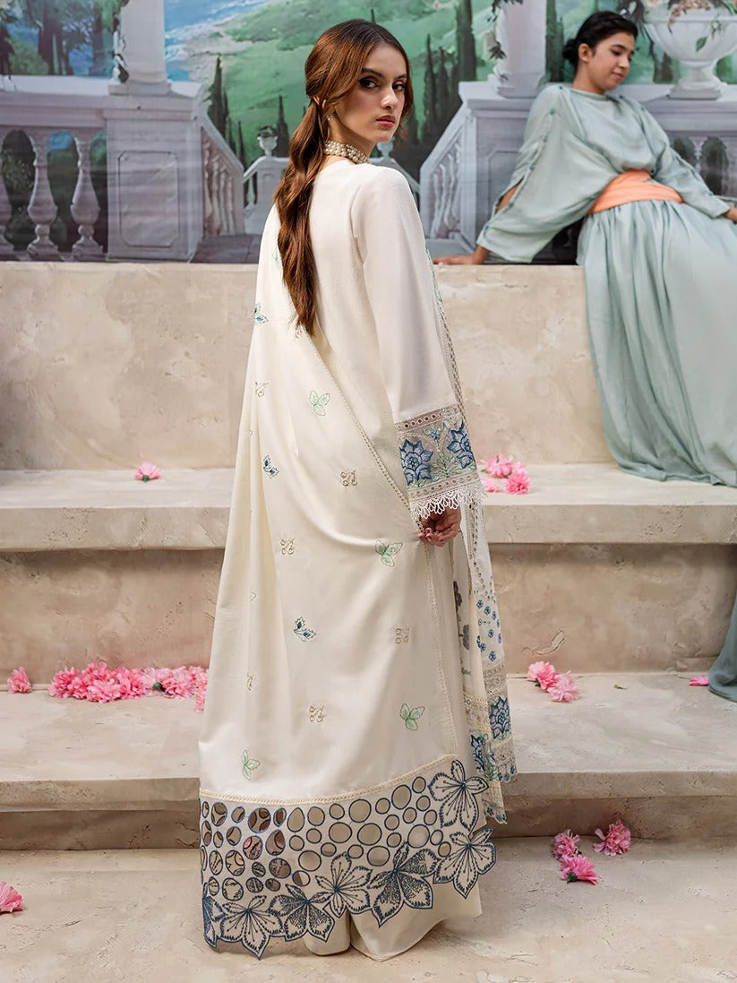 JAZMIN LAWN 3PC - LAWN LASERCUT EMB SHIRT WITH LAWN LASERCUT EMB READY TO WEAR DUPATTA AND LAWN DYED TROUSER | RP-3650