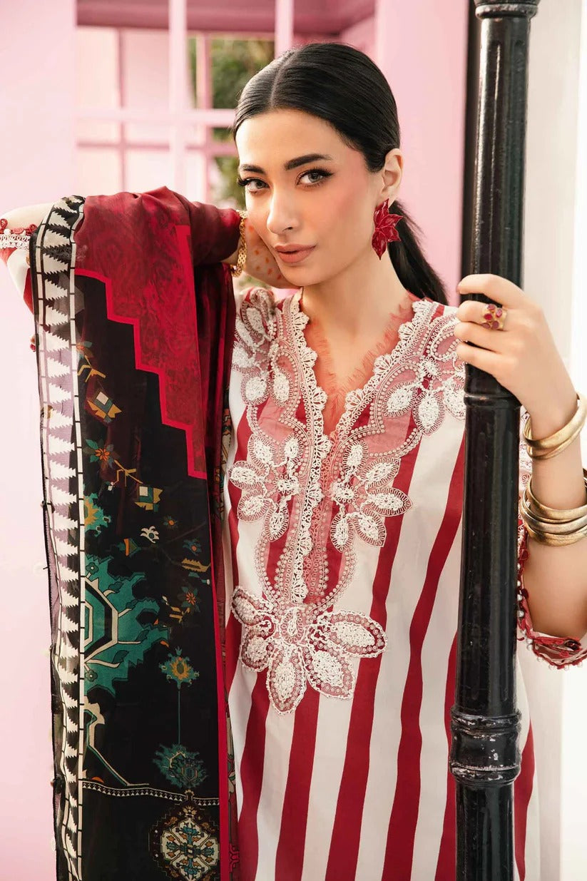 MARIA.B LAWN 3PC - LAWN EMB PRINTED SHIRT WITH CHIFFON PRINTED DUPATTA AND LAWN PRINTED TROUSER | RP
