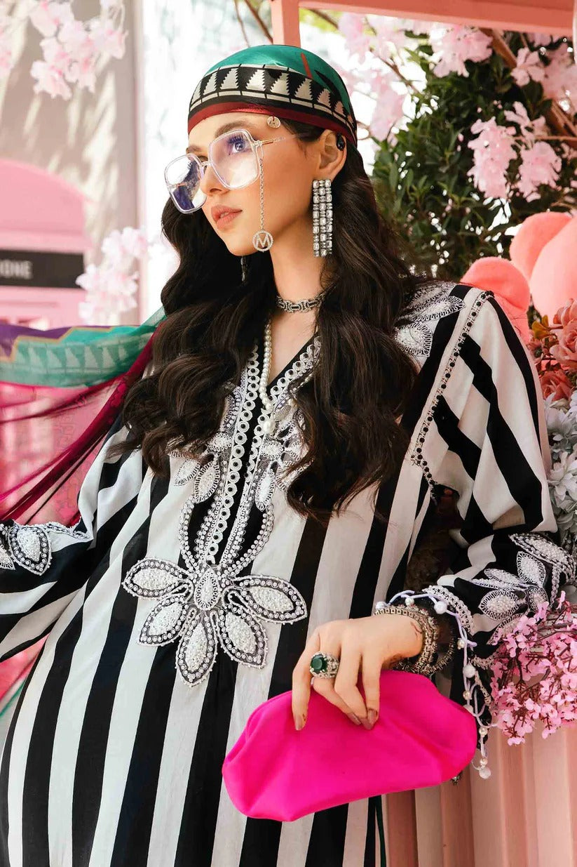 MARIA.B LAWN 3PC - LAWN EMB PRINTED SHIRT WITH CHIFFON PRINTED DUPATTA AND LAWN PRINTED TROUSER | RP