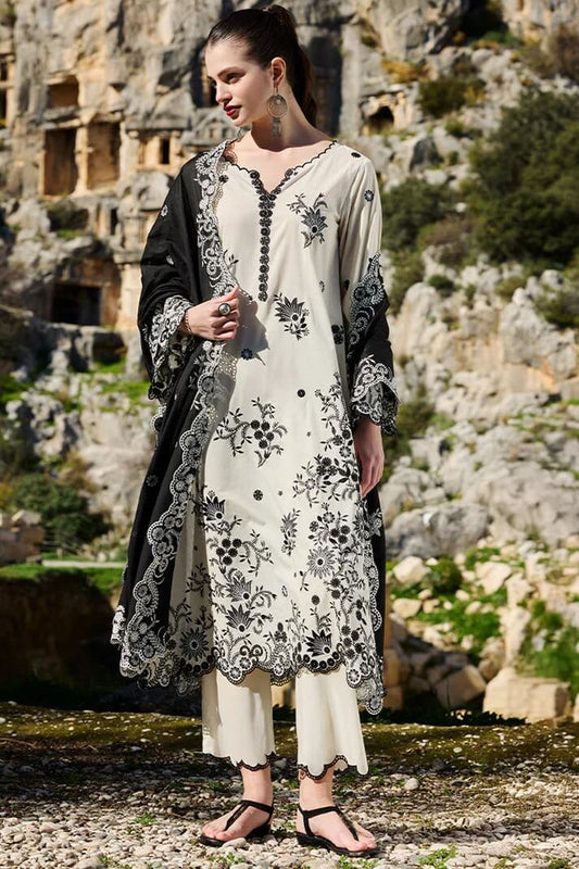 IMAGE LAWN 3PC - LAWN AIRJET EMB SHIRT WITH CHIFFON EMB DUPATTA AND LAWN ARIJET DYED TROUSER | RP-3714