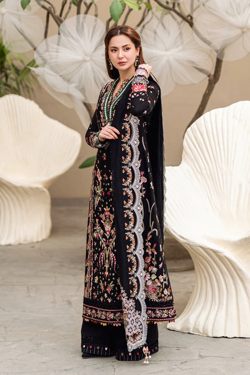 QALAMKAR LAWN 3PC - LAWN EMB SHIRT WITH MONARK HEAVY EMB READY TO WEAR DUPATTA AND LAWN DYED TROUSER | RP