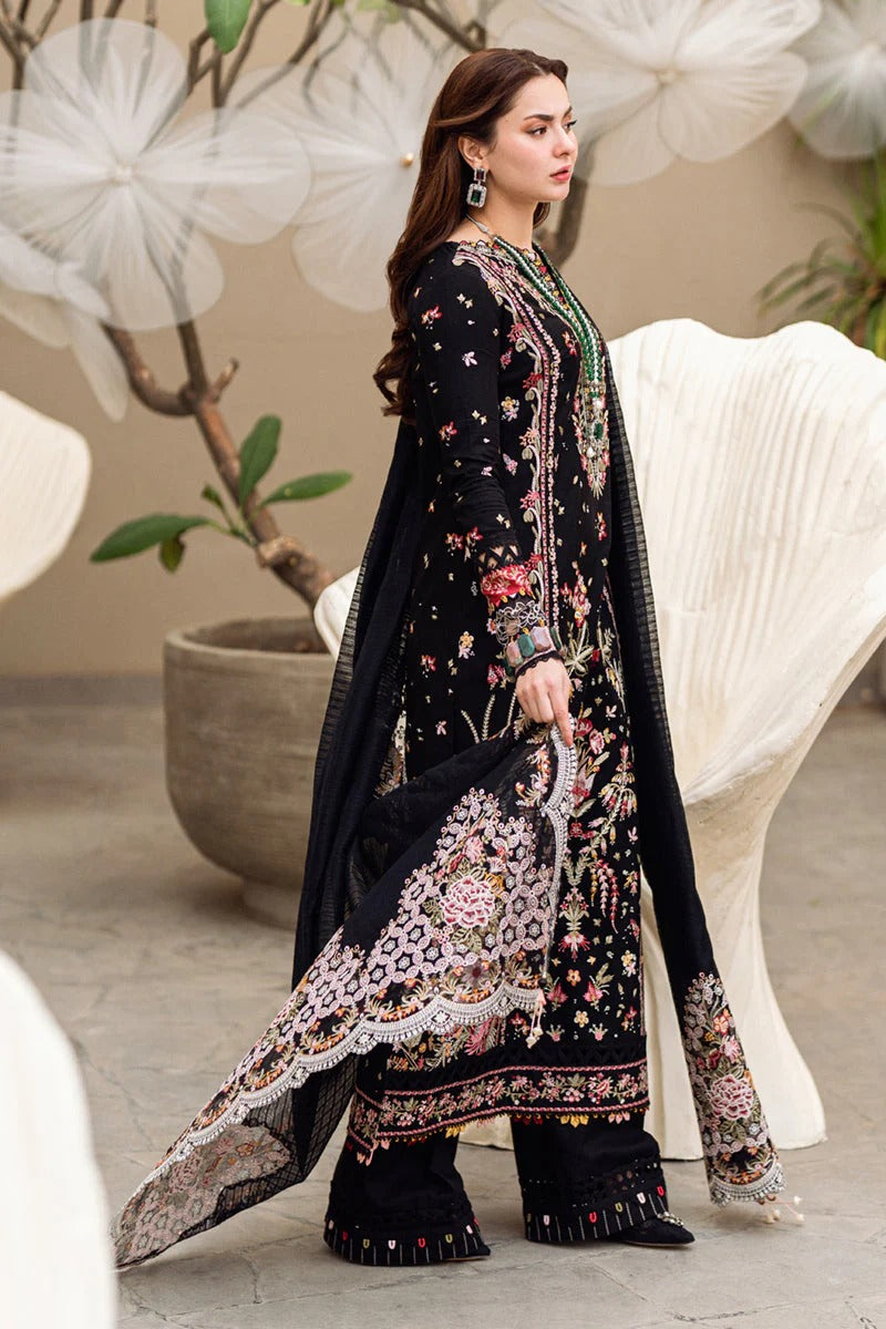 QALAMKAR LAWN 3PC - LAWN EMB SHIRT WITH MONARK HEAVY EMB READY TO WEAR DUPATTA AND LAWN DYED TROUSER | RP
