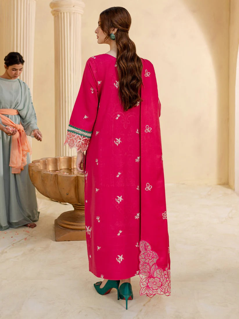 JAZMIN LAWN 3PC - LAWN LASERCUT EMB SHIRT WITH LAWN LASERCUT EMB READY TO WEAR DUPATTA AND LAWN DYED TROUSER | RP-3649