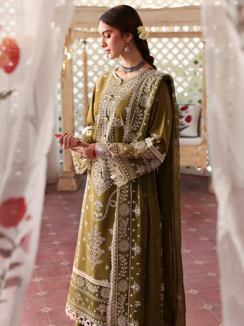 JAZMIN LAWN 3PC - LAWN EMB SHIRT WITH LAWN HEAVY EMB READY TO WEAR DUPATTA AND LAWN DYED TROUSER | RP-3705