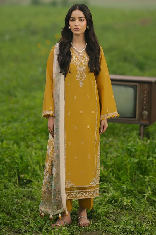 IZEL LAWN 3PC - LAWN EMB SHIRT WITH MONARK PRINTED DUPATTA AND LAWN DYED TROUSER | RP-3685