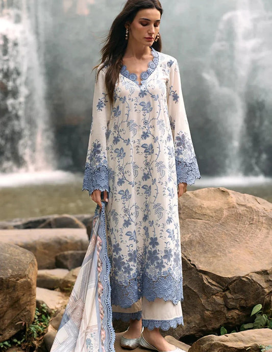 IMAGE LAWN 3PC - LAWN EMB SHIRT WITH MONARK PRINTED DUPATTA AND LAWN DYED TROUSER | RP-3597