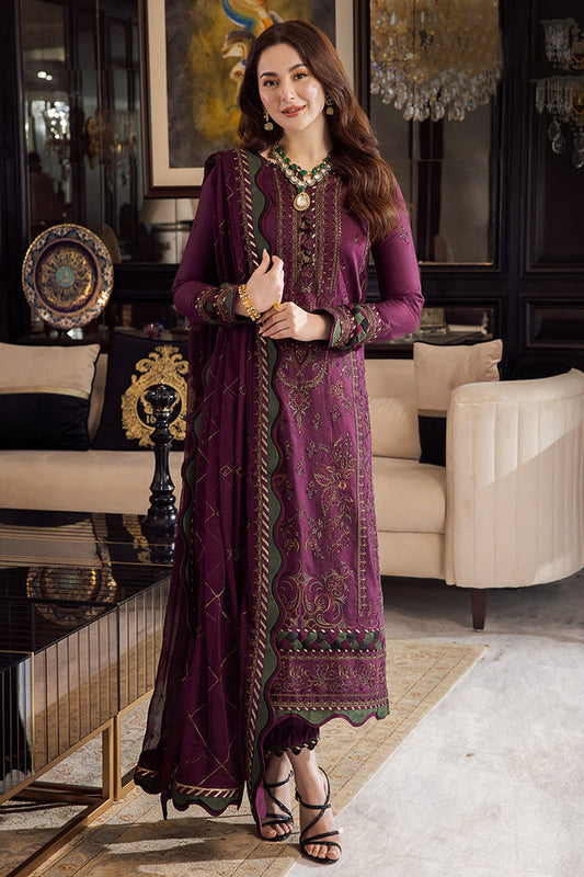 ASIM JOFA-3PC DHANAK EMBROIDERED SHIRT WITH TYE&DYED CHIFFON DUPATTA AND TROUSER-BIC-4287