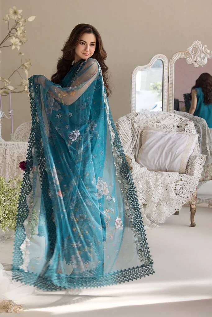 SOBIA NAZIR LAWN 3PC - LAWN EMB SHIRT WITH COTTON NET EMB PRINTED DUPATTA AND LAWN EMB TROUSER | RP-3699