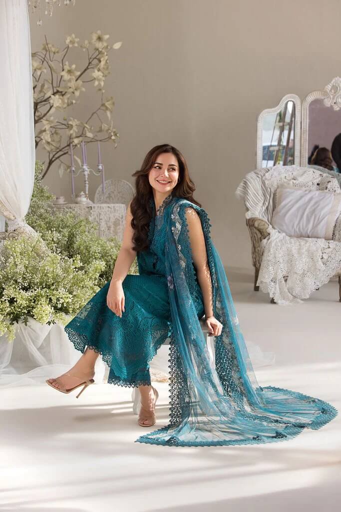 SOBIA NAZIR LAWN 3PC - LAWN EMB SHIRT WITH COTTON NET EMB PRINTED DUPATTA AND LAWN EMB TROUSER | RP-3699