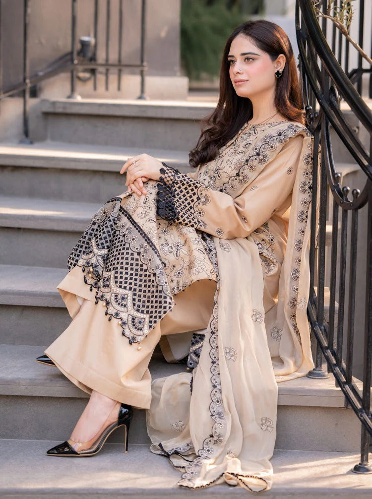 SAPPHIRE LAWN 3PC - LAWN SEQUENCE EMB SHIRT WITH CHIFFON EMB DUPATTA AND LAWN DYED TROUSER | RP-3750