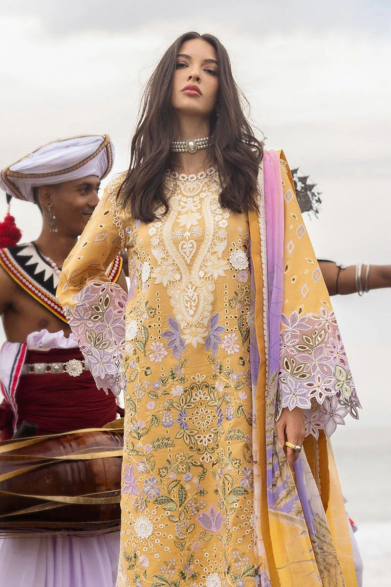 MUSHQ LAWN 3PC - LAWN EMB SHIRT WITH CHIFFON PRINTED DUPATTA AND LAWN DYED TROUSER | RP-3737