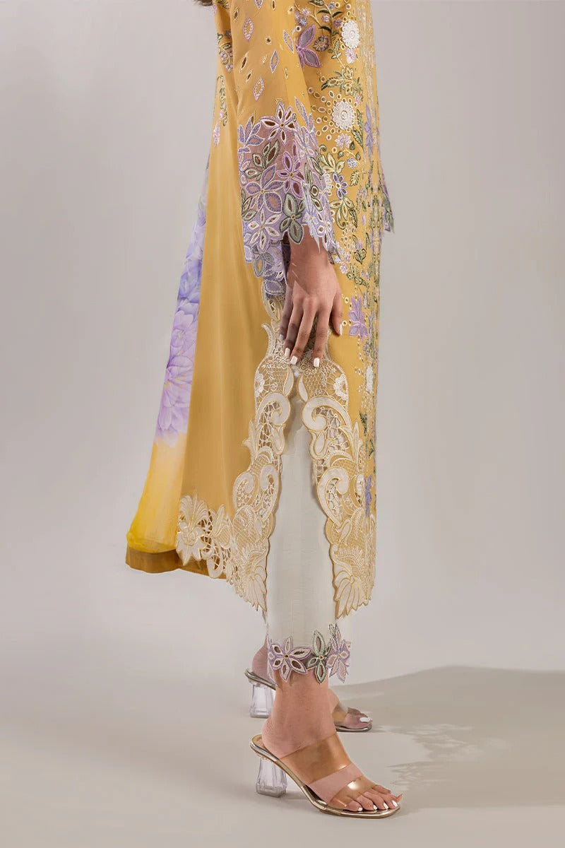 MUSHQ LAWN 3PC - LAWN EMB SHIRT WITH CHIFFON PRINTED DUPATTA AND LAWN DYED TROUSER | RP-3737